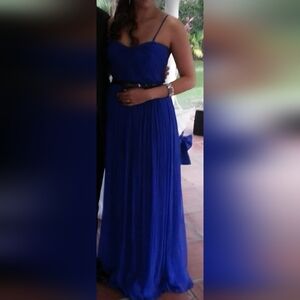 Elegant Royal Blue Pleated Dress